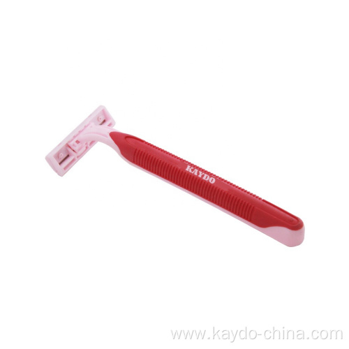 TPE rubber handle twin blade beard disposable razor